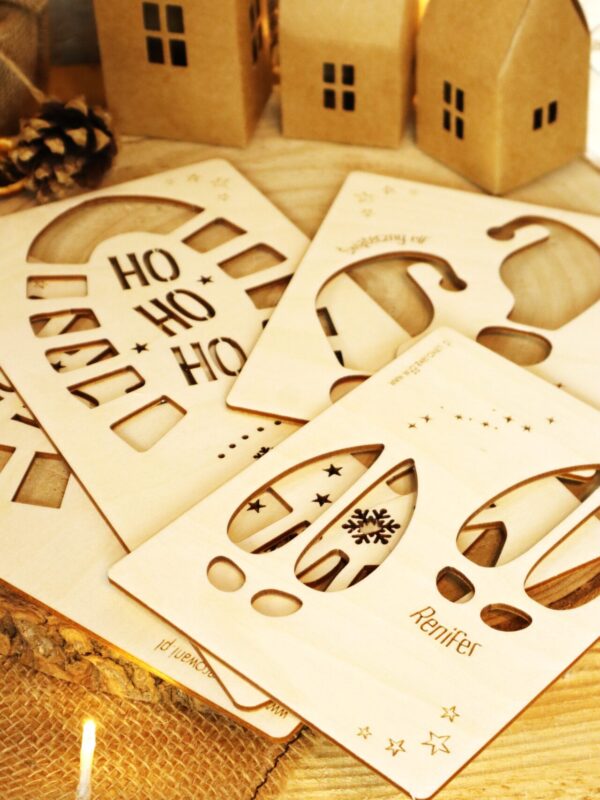 Zestaw szablonów do odcisków Św. Mikołaja, elfa i renifera