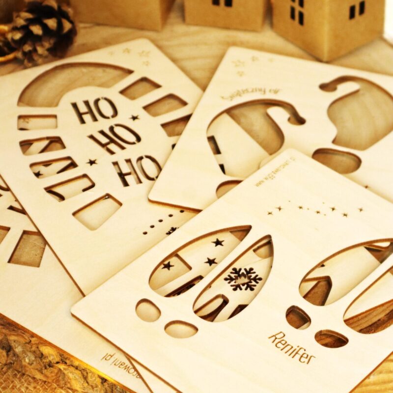 Zestaw szablonów do odcisków Św. Mikołaja, elfa i renifera