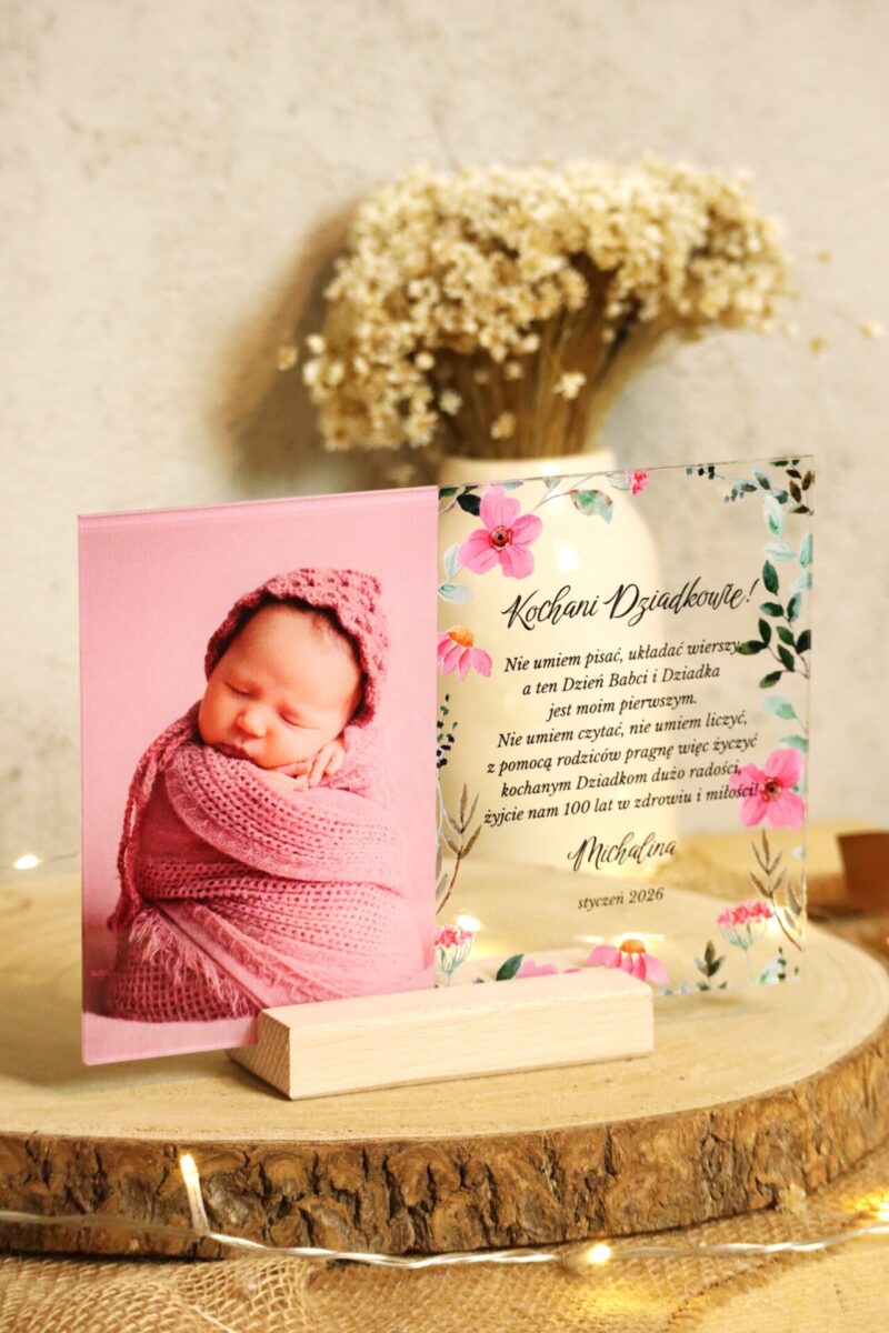 Ramka plexi ze zdjęciem i życzeniami dla Dziadków
