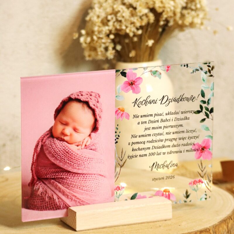Ramka plexi ze zdjęciem i życzeniami dla Dziadków