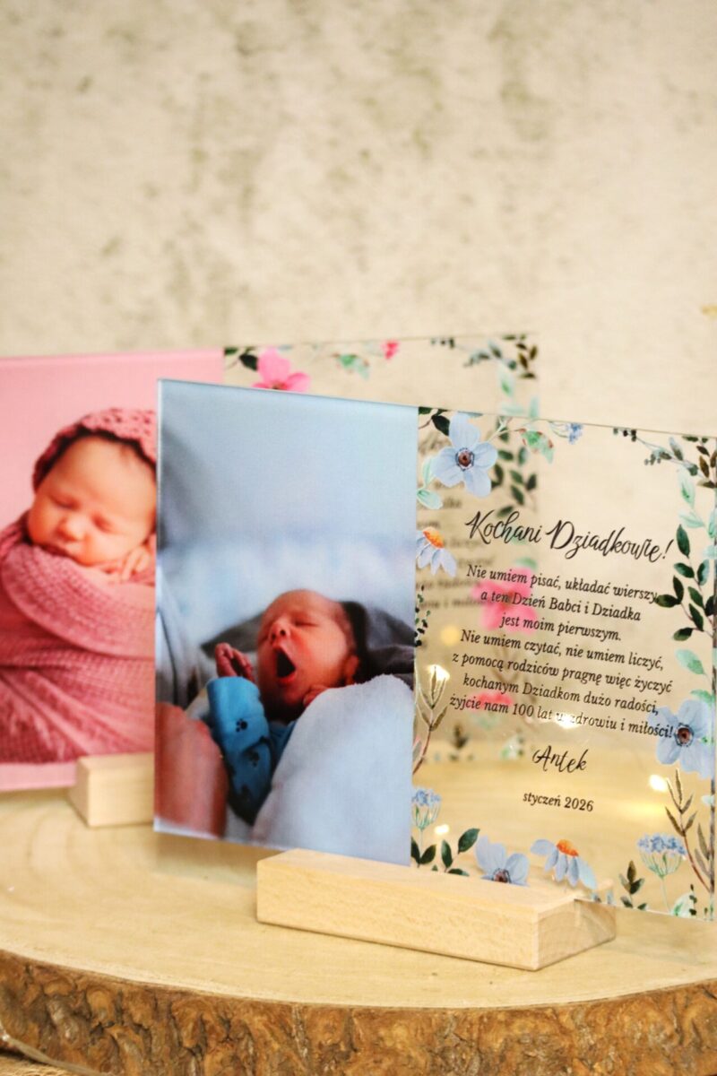 Ramka plexi ze zdjęciem i życzeniami dla Dziadków