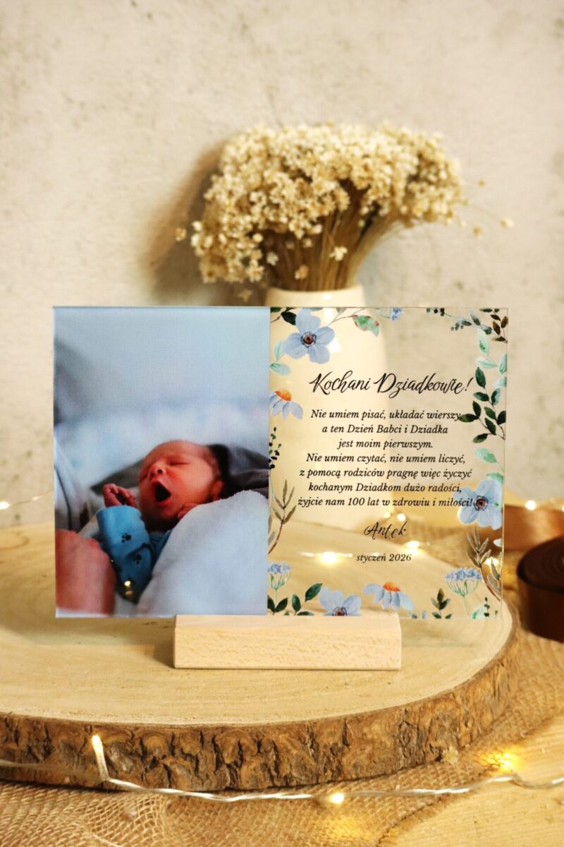 Ramka plexi ze zdjęciem i życzeniami dla Dziadków