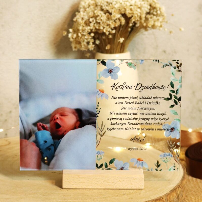 Ramka plexi ze zdjęciem i życzeniami dla Dziadków
