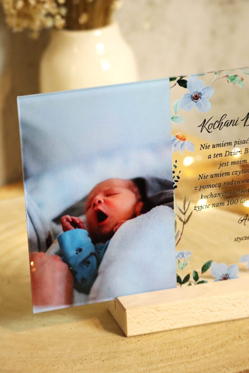 Ramka plexi ze zdjęciem i życzeniami dla Dziadków