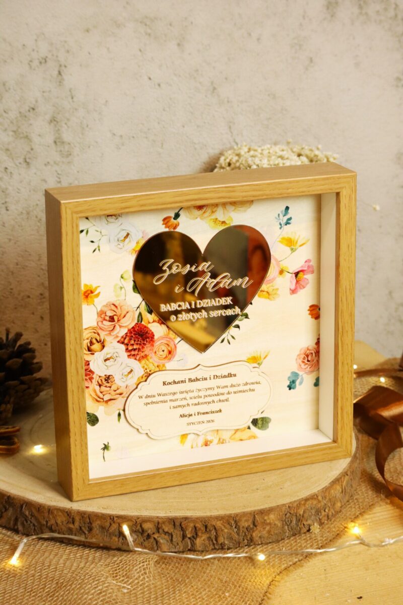 Ramka ze złotym sercem dla Dziadków