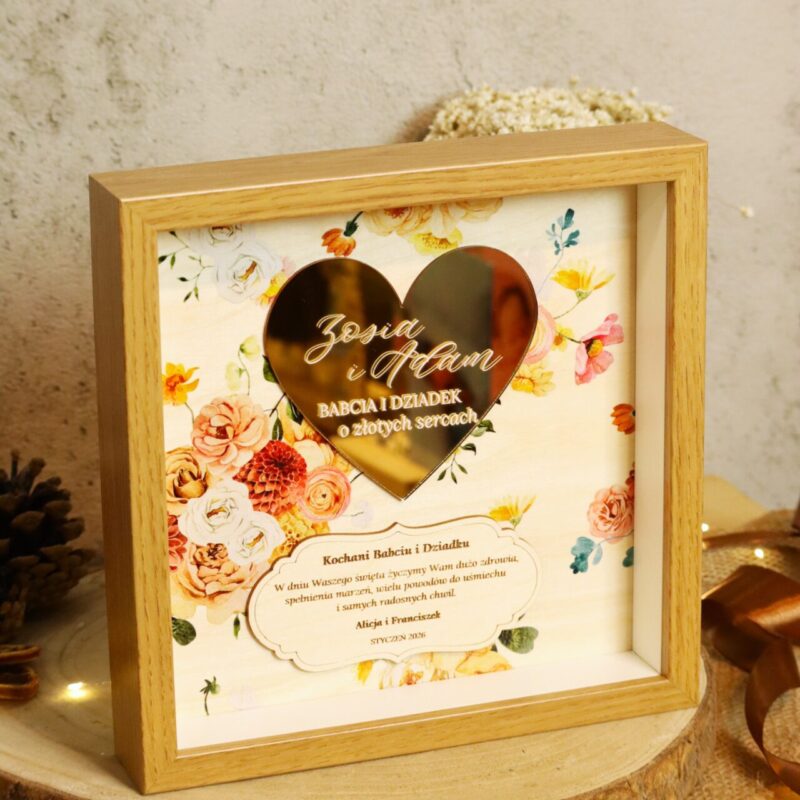 Ramka ze złotym sercem dla Dziadków
