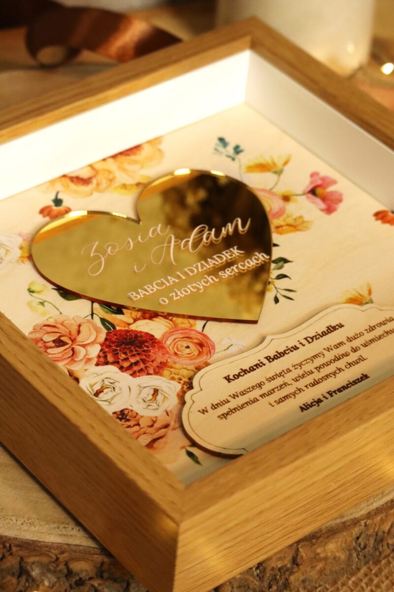 Ramka ze złotym sercem dla Dziadków