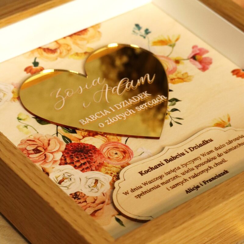 Ramka ze złotym sercem dla Dziadków