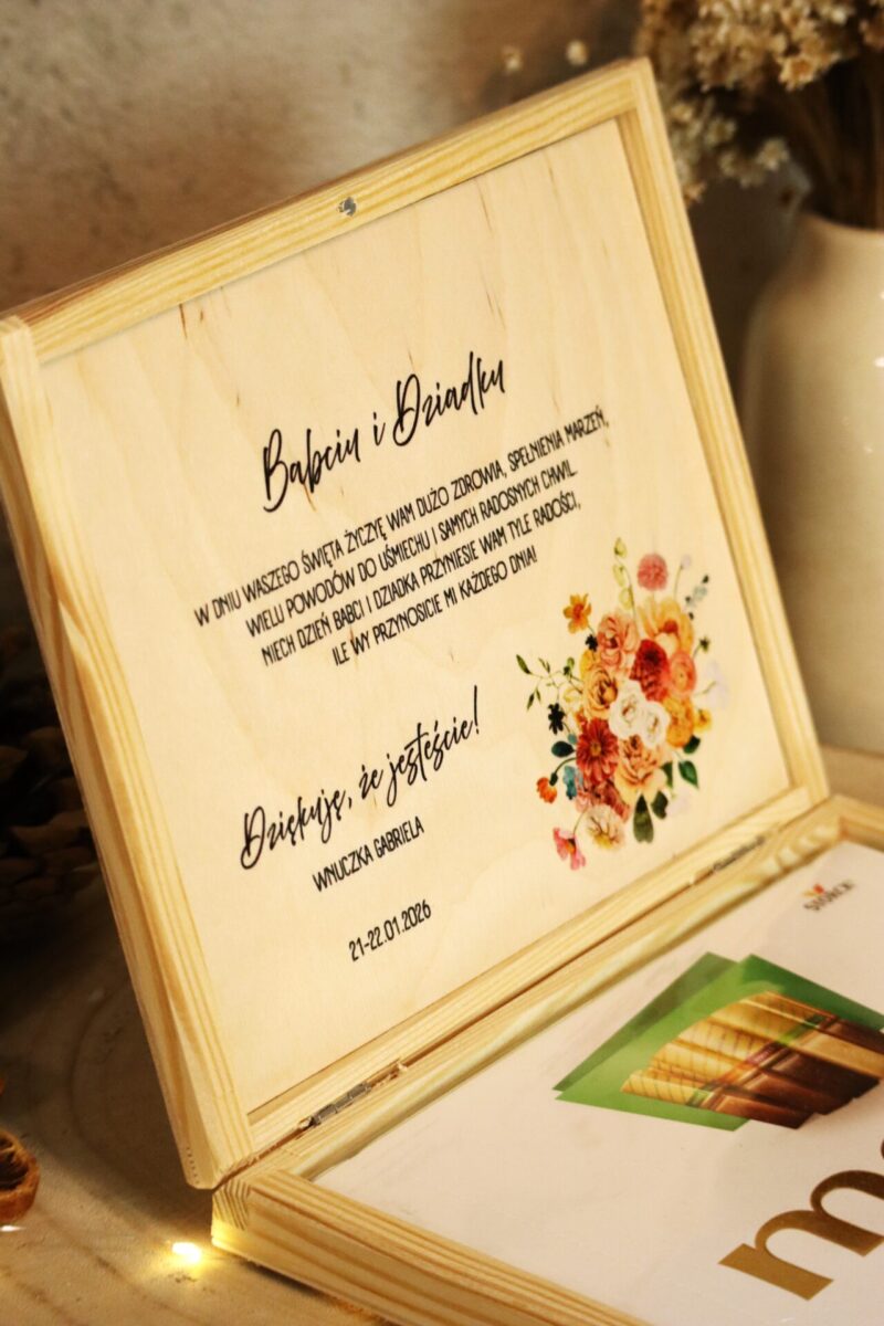 Pudełko na czekoladki Merci dla Dziadków