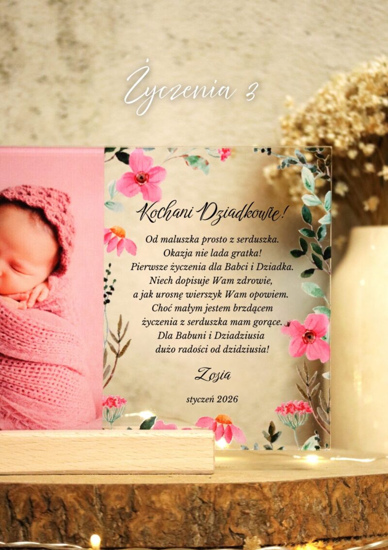 Ramka plexi ze zdjęciem i życzeniami dla Dziadków