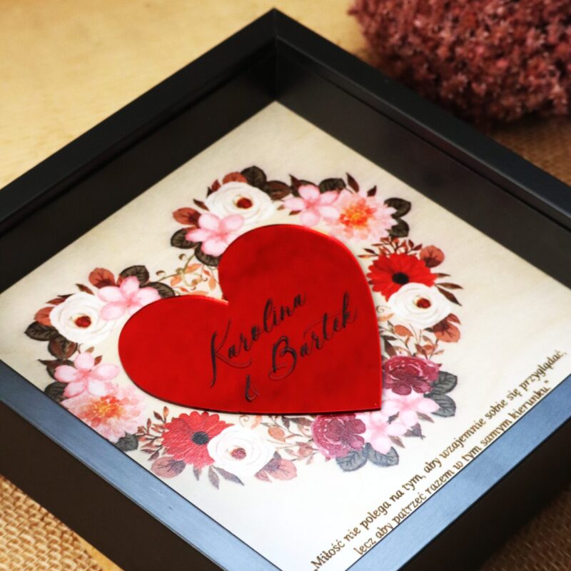 Ramka 3D na Walentynki z lustrzanym sercem