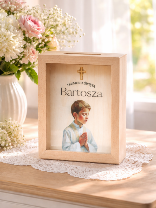 Skarbonka z szybką na I Komunię Świętą