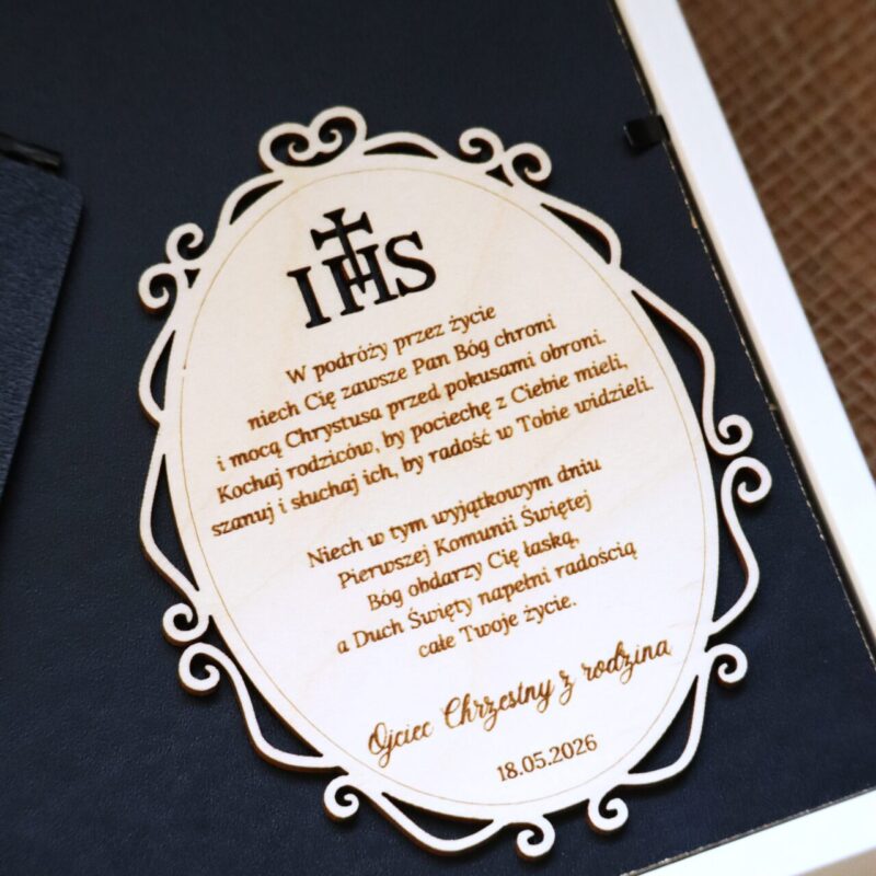 Pamiątka I Komunii Świętej Ramka 3D Krzyż Ojcze Nasz