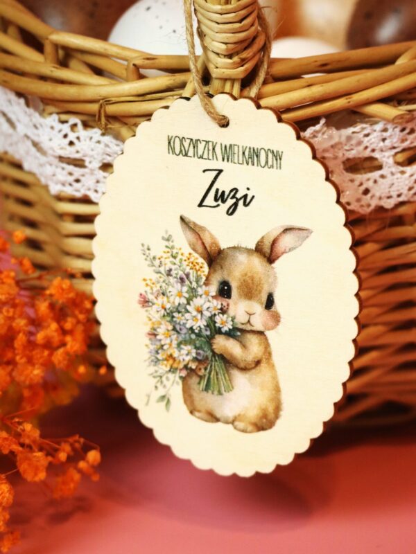IMG_7525 Zawieszka wielkanocna z imieniem Króliczek z kwiatami