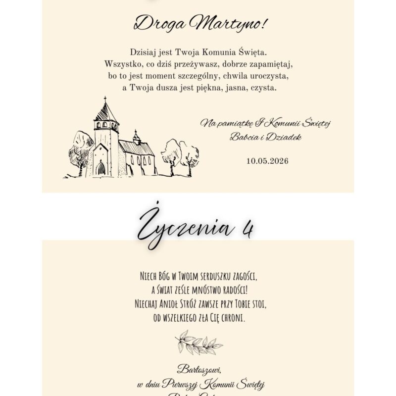 Grawerowana szkatułka na I Komunię z przegródkami