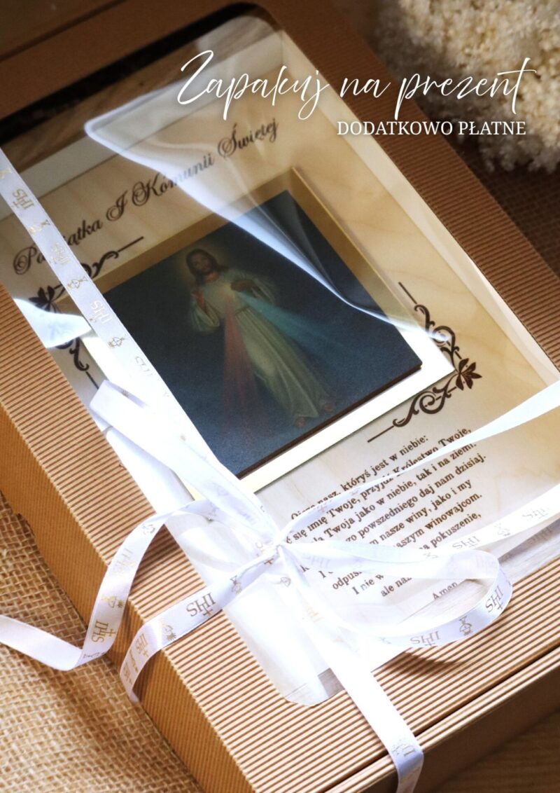 Pamiątka I Komunii Świętej Ramka 3D z ikoną Jezusa Miłosiernego