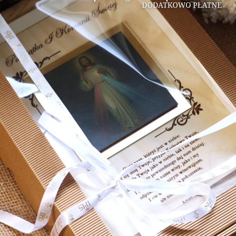 Pamiątka I Komunii Świętej Ramka 3D z ikoną Jezusa Miłosiernego