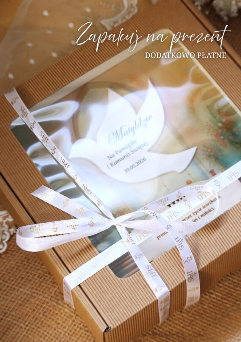 Pamiątka I Komunii Świętej Ramka 3D Biały gołąbek