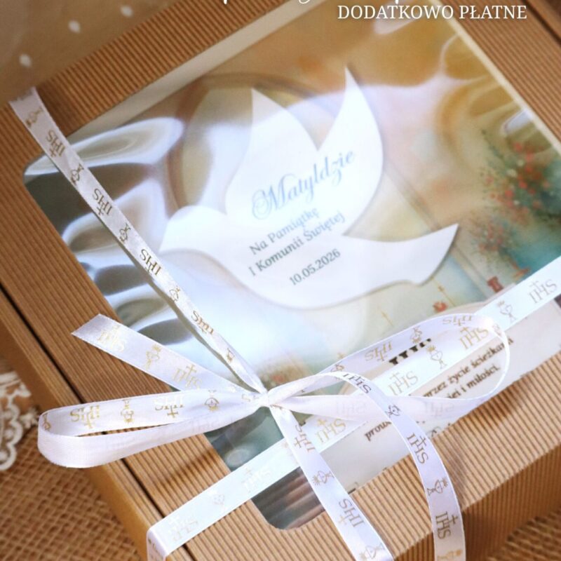 Pamiątka I Komunii Świętej Ramka 3D Biały gołąbek