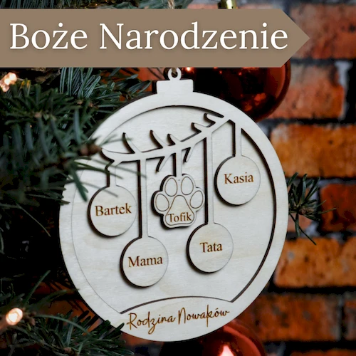 Personalizowane drewniane ozdoby świąteczne na Boże Narodzenie